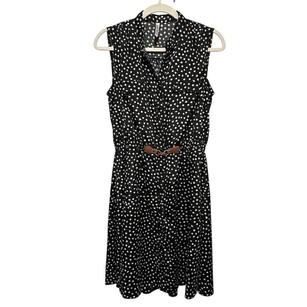 Rich & Beautiful‎ R&B Dress Womens XL Black White Polka Dot Fit & Flare Retro